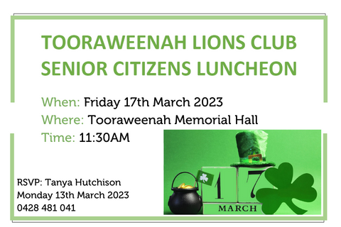 Tooraweenah Lions Club Senior Citizens Luncheon